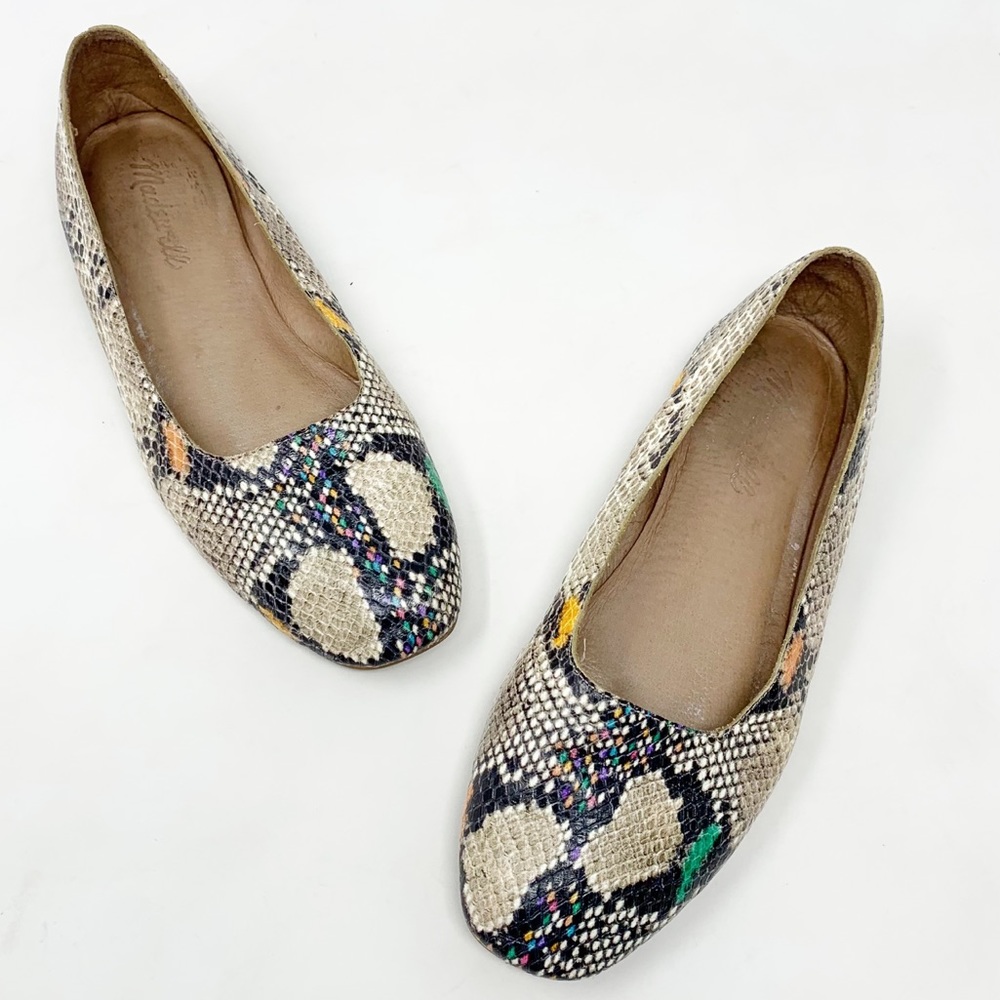 Madewell | Cory Faux Multicolor Snakeskin Leather Flats 6.5